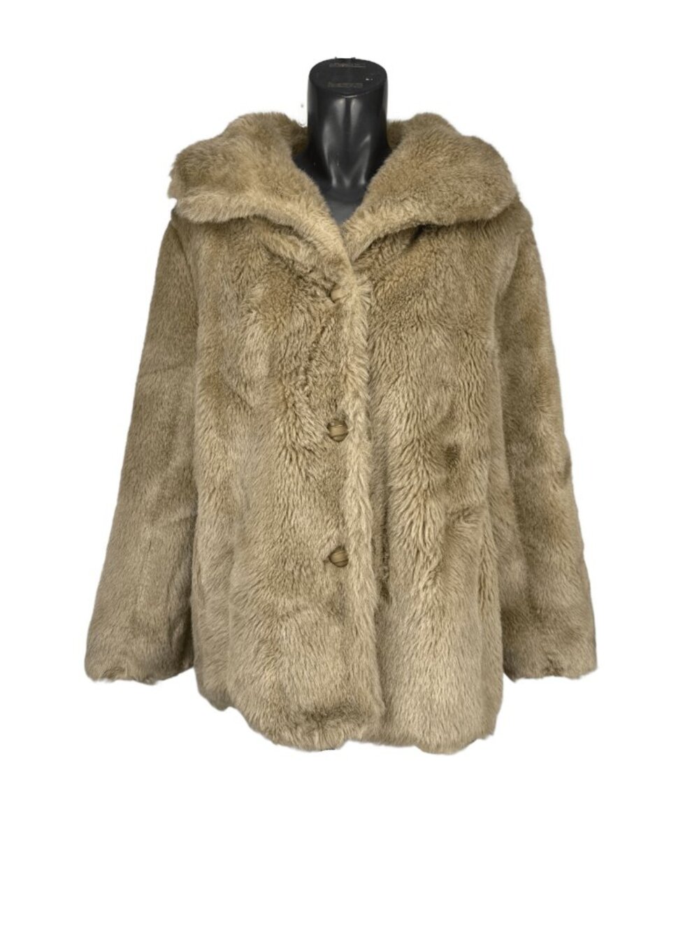 SEARS Vintage 70's The Fashion Place Faux Fur Beige Coat Jacket Size L